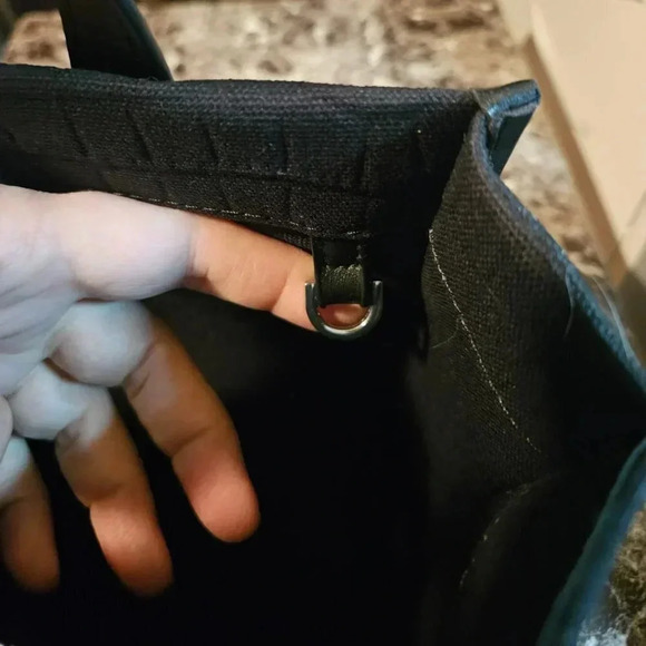 Zara | Black Mock Croc Mini Tote Bag/Faux Leather  and Fabric Satchel - Picture 4 of 15